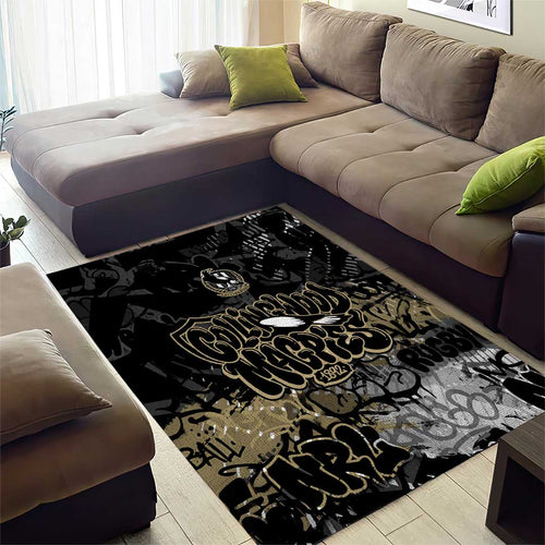 Collingwood Magpies Area Rug Urban Graffiti Street Art - Bold Abstract Spray Paint