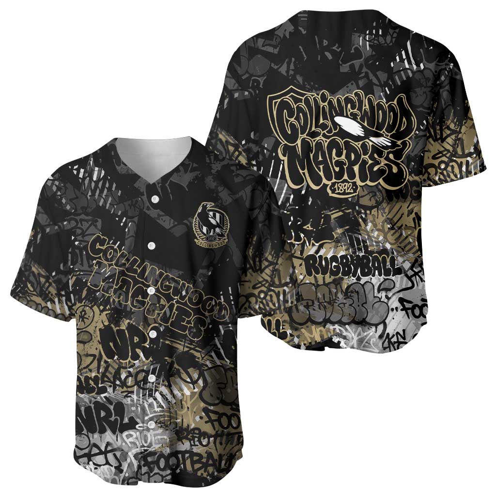 Collingwood Magpies Baseball Jersey Urban Graffiti Street Art - Bold Abstract Spray Paint