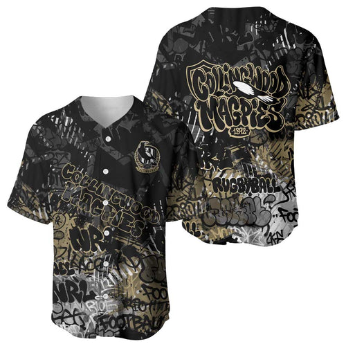 Collingwood Magpies Baseball Jersey Urban Graffiti Street Art - Bold Abstract Spray Paint