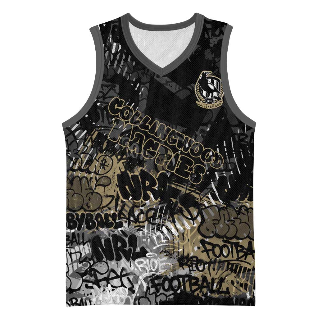 Collingwood Magpies Basketball Jersey Urban Graffiti Street Art - Bold Abstract Spray Paint