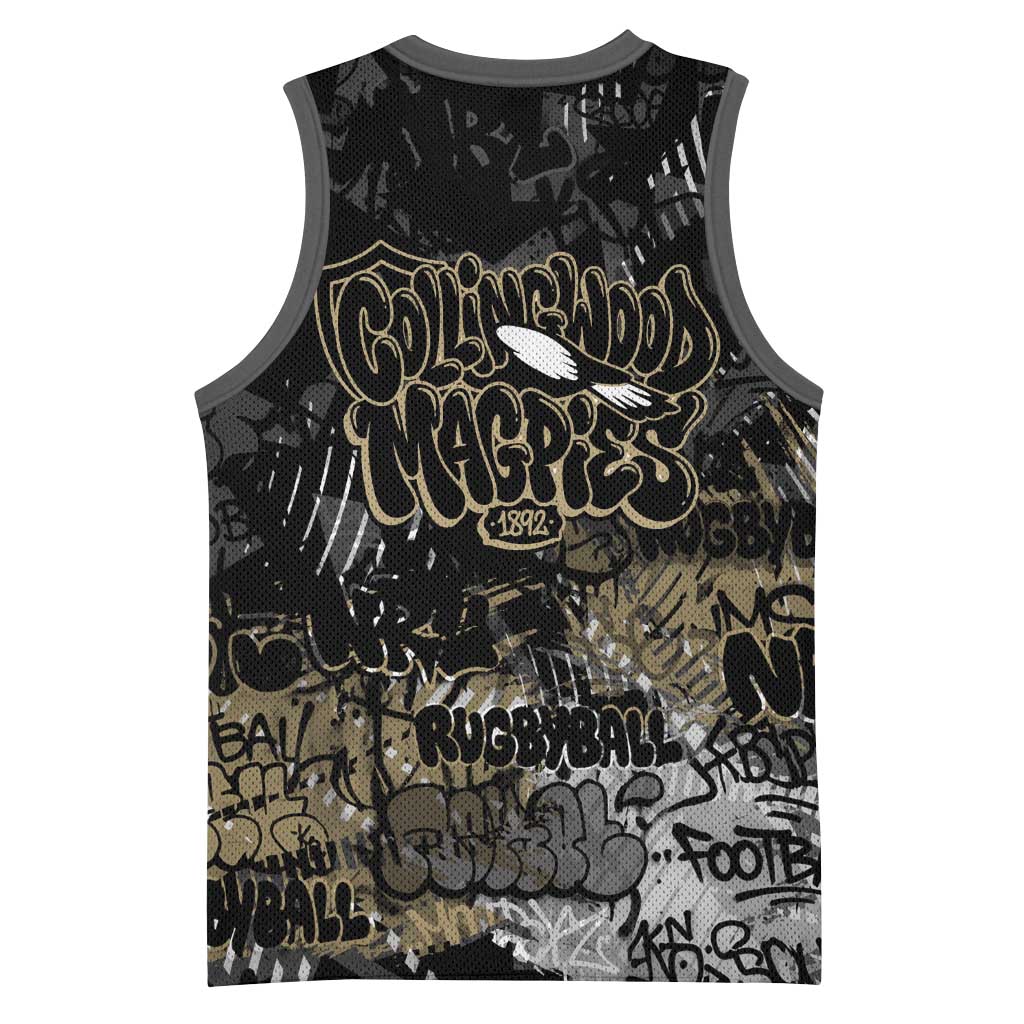 Collingwood Magpies Basketball Jersey Urban Graffiti Street Art - Bold Abstract Spray Paint
