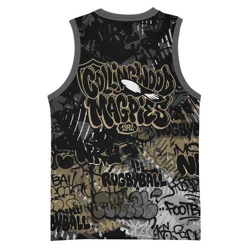 Collingwood Magpies Basketball Jersey Urban Graffiti Street Art - Bold Abstract Spray Paint