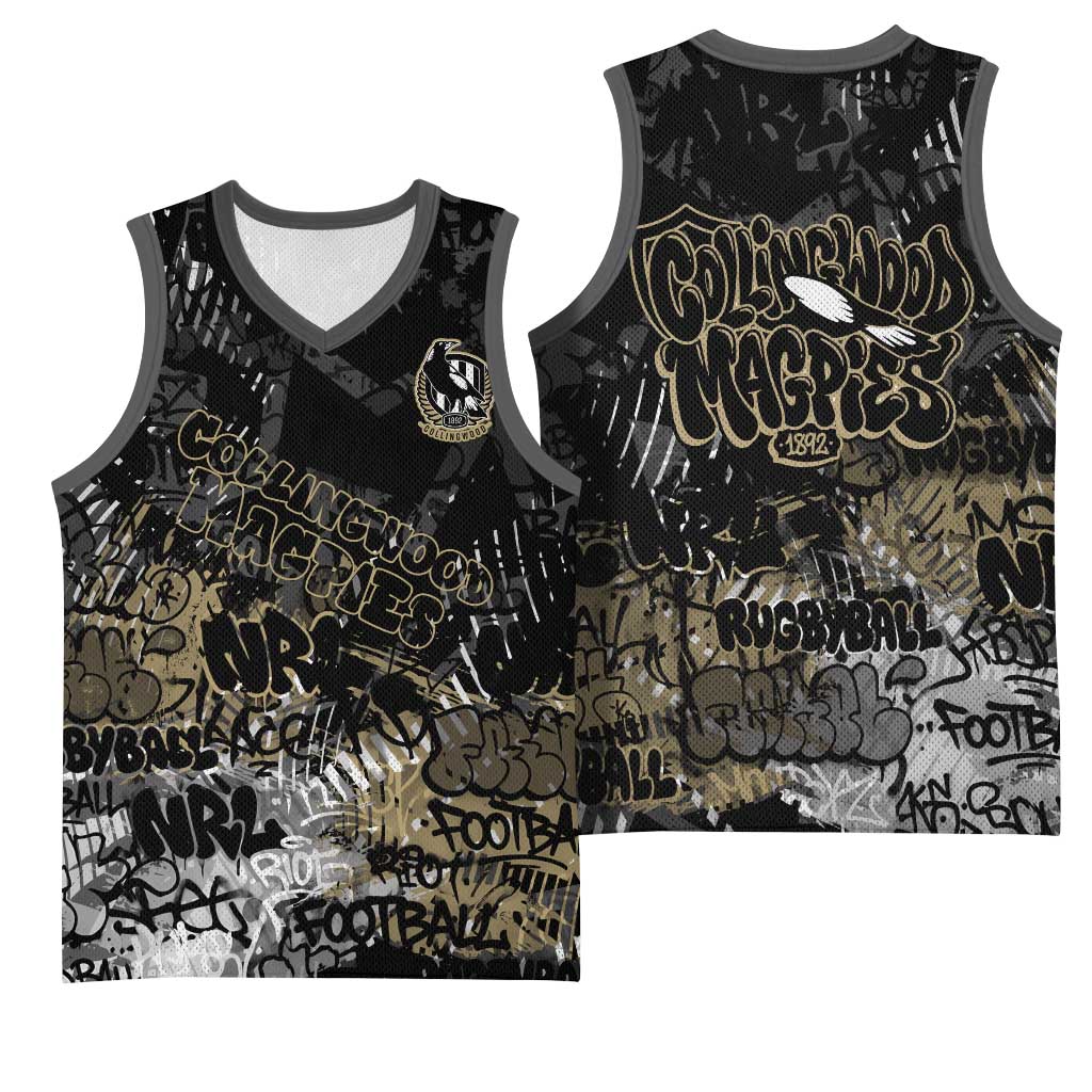 Collingwood Magpies Basketball Jersey Urban Graffiti Street Art - Bold Abstract Spray Paint