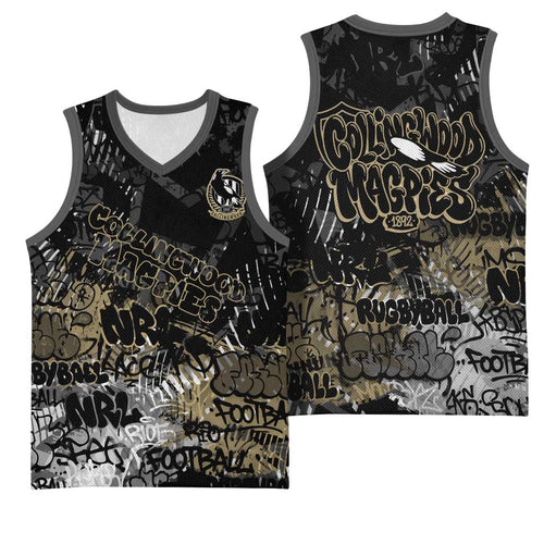 Collingwood Magpies Basketball Jersey Urban Graffiti Street Art - Bold Abstract Spray Paint