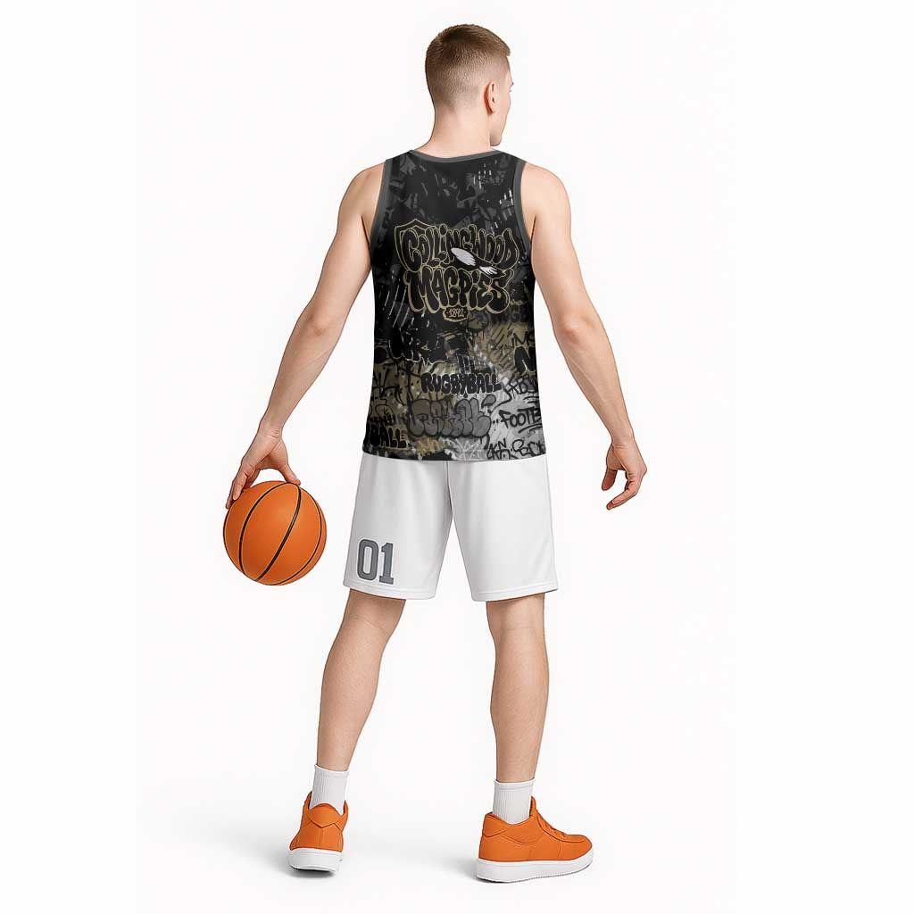 Collingwood Magpies Basketball Jersey Urban Graffiti Street Art - Bold Abstract Spray Paint