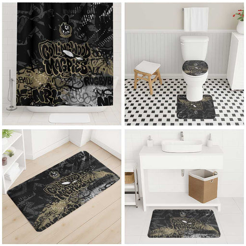Collingwood Magpies Bathroom Set Urban Graffiti Street Art - Bold Abstract Spray Paint