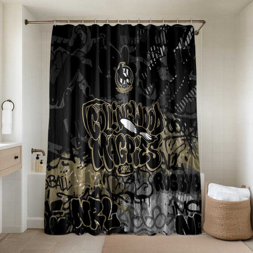 Collingwood Magpies Bathroom Set Urban Graffiti Street Art - Bold Abstract Spray Paint