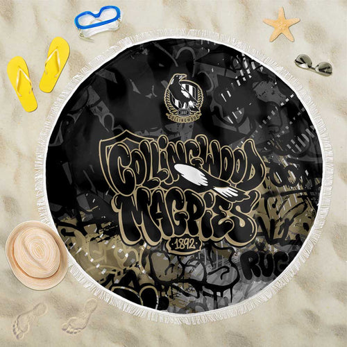 Collingwood Magpies Beach Blanket Urban Graffiti Street Art - Bold Abstract Spray Paint