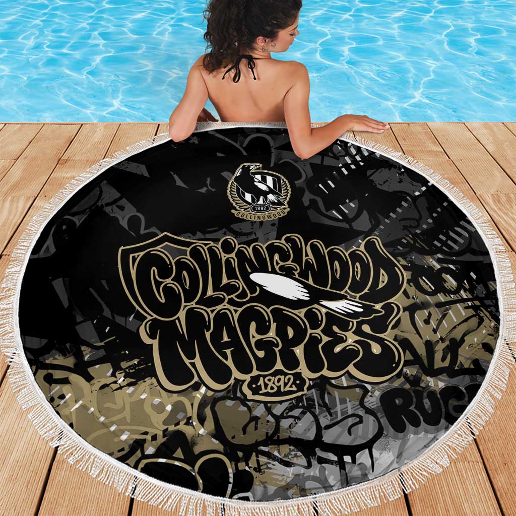 Collingwood Magpies Beach Blanket Urban Graffiti Street Art - Bold Abstract Spray Paint