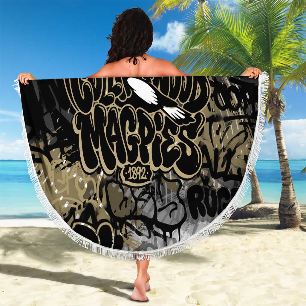 Collingwood Magpies Beach Blanket Urban Graffiti Street Art - Bold Abstract Spray Paint