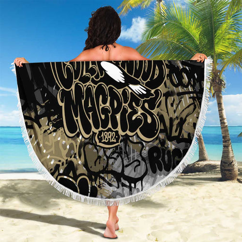 Collingwood Magpies Beach Blanket Urban Graffiti Street Art - Bold Abstract Spray Paint