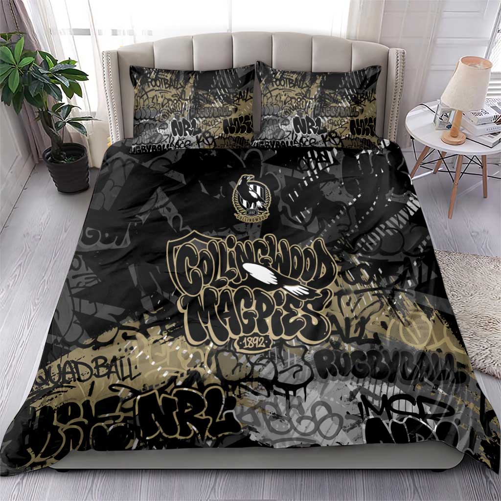 Collingwood Magpies Bedding Set Urban Graffiti Street Art - Bold Abstract Spray Paint
