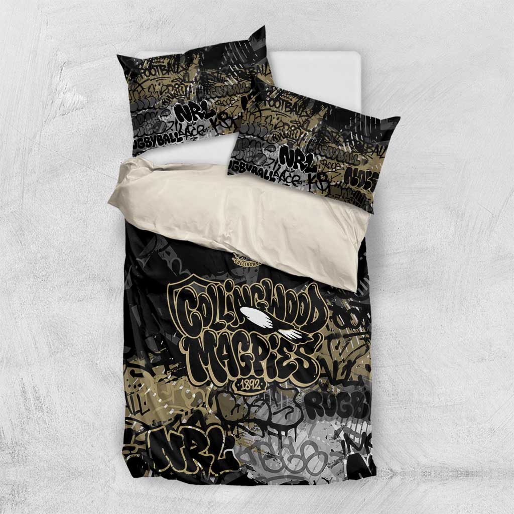 Collingwood Magpies Bedding Set Urban Graffiti Street Art - Bold Abstract Spray Paint