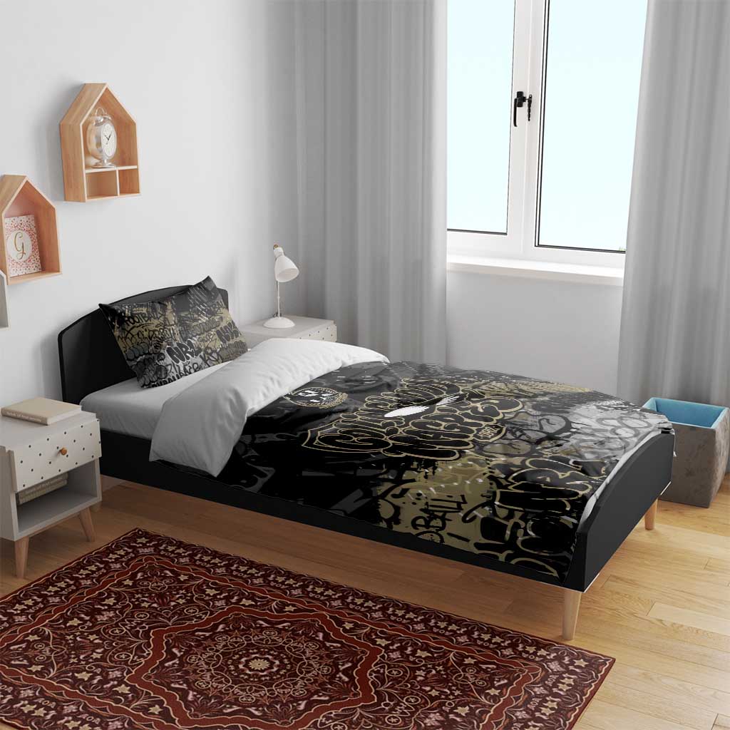 Collingwood Magpies Bedding Set Urban Graffiti Street Art - Bold Abstract Spray Paint