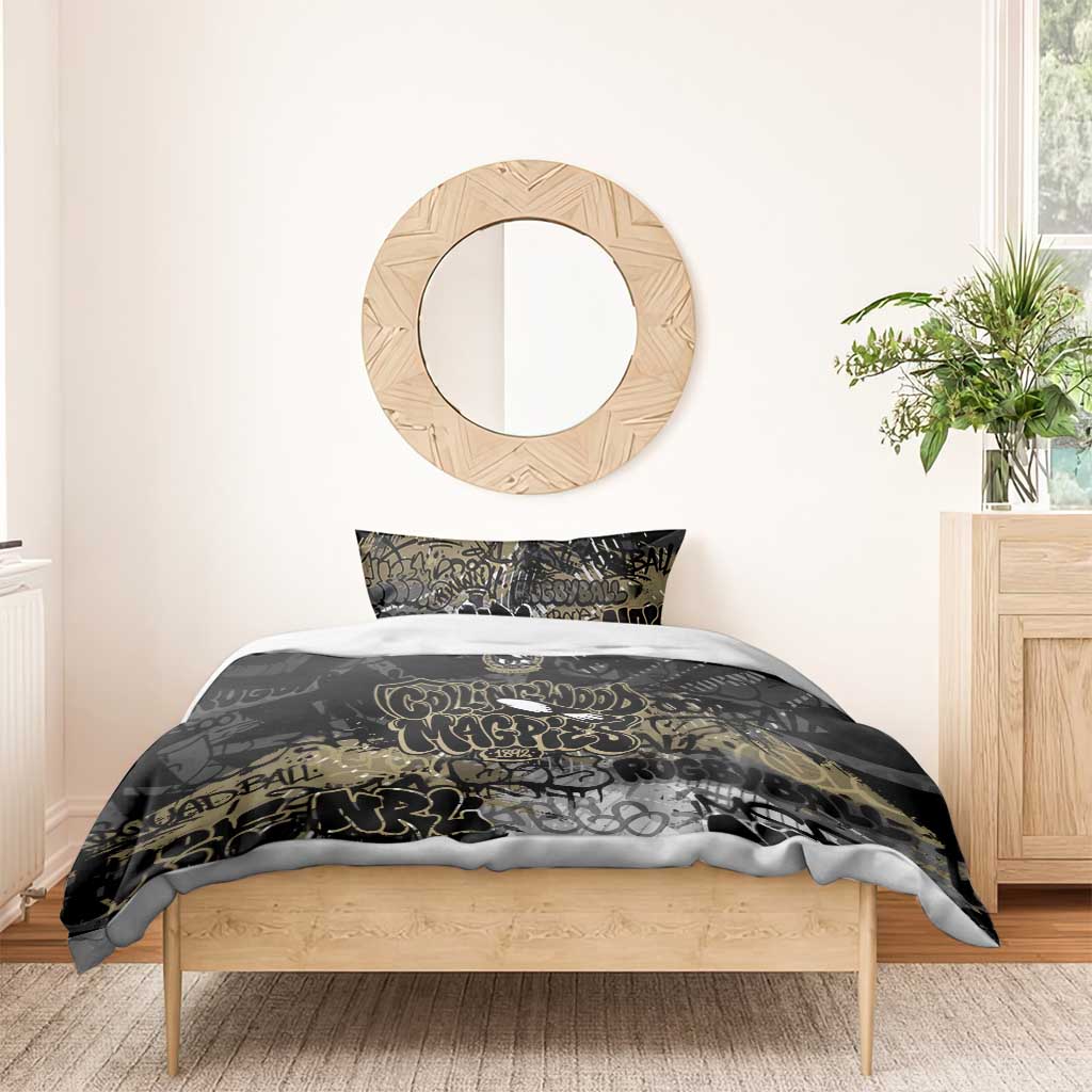 Collingwood Magpies Bedding Set Urban Graffiti Street Art - Bold Abstract Spray Paint