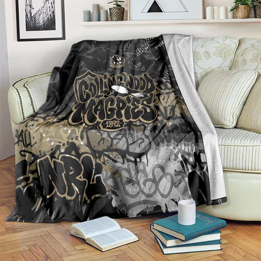 Collingwood Magpies Blanket Urban Graffiti Street Art - Bold Abstract Spray Paint