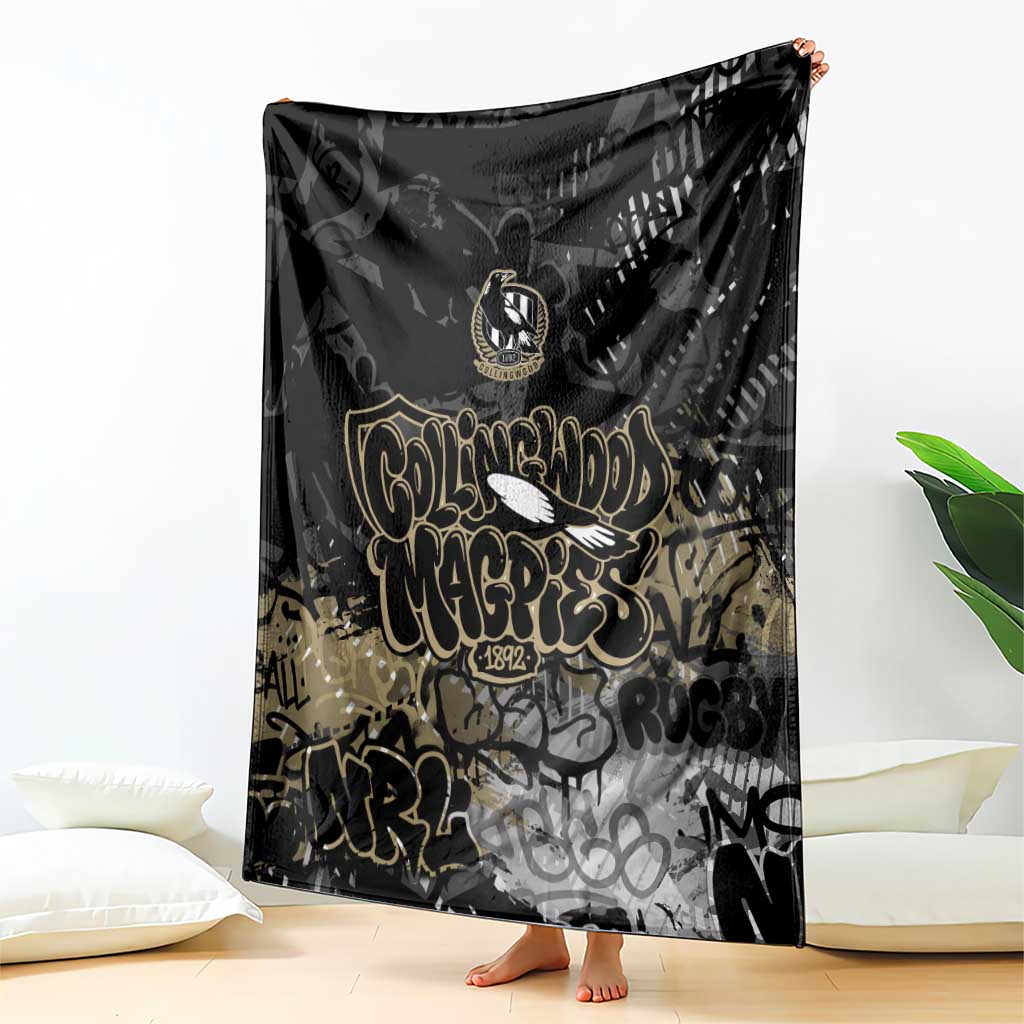 Collingwood Magpies Blanket Urban Graffiti Street Art - Bold Abstract Spray Paint