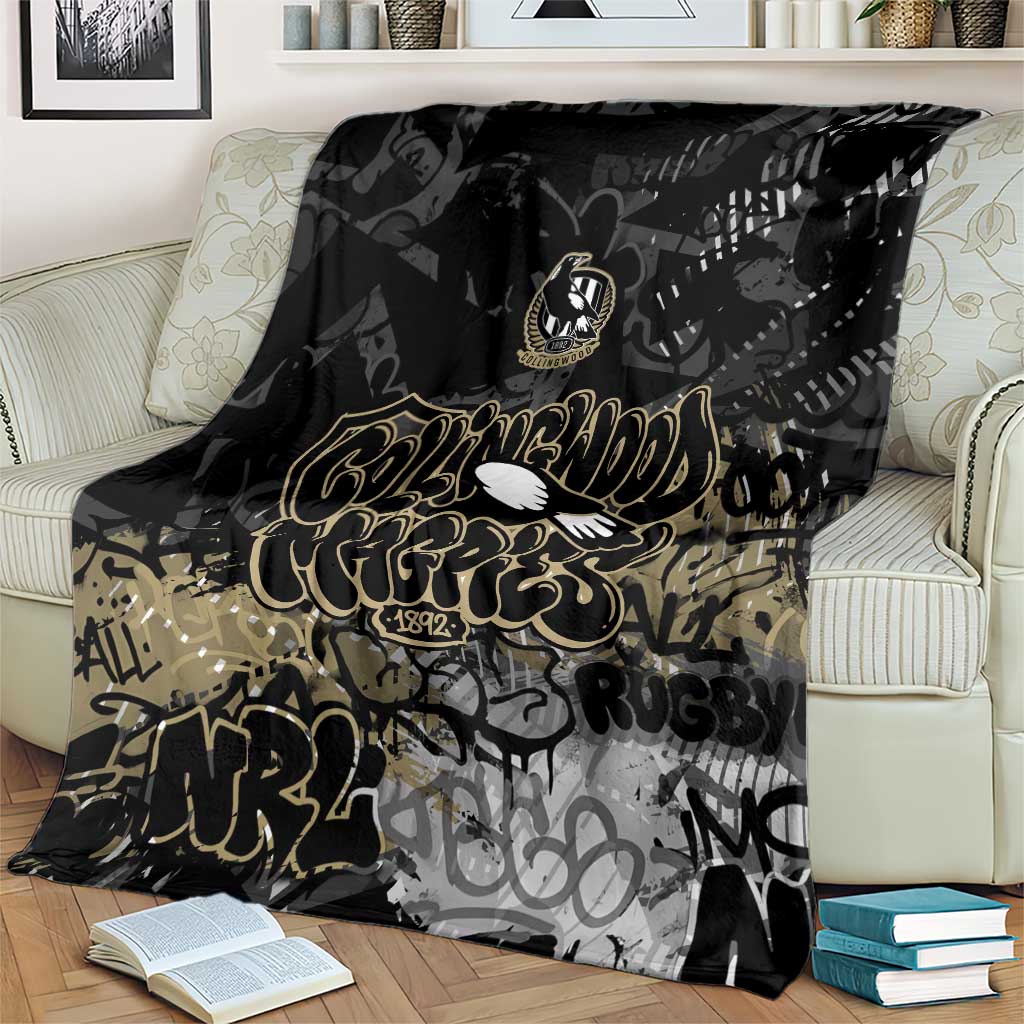 Collingwood Magpies Blanket Urban Graffiti Street Art - Bold Abstract Spray Paint