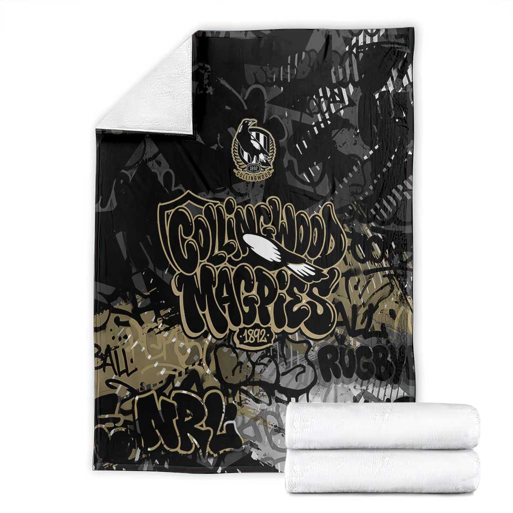 Collingwood Magpies Blanket Urban Graffiti Street Art - Bold Abstract Spray Paint