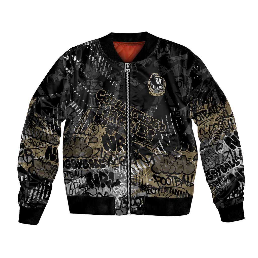 Collingwood Magpies Bomber Jacket Urban Graffiti Street Art - Bold Abstract Spray Paint