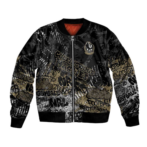 Collingwood Magpies Bomber Jacket Urban Graffiti Street Art - Bold Abstract Spray Paint