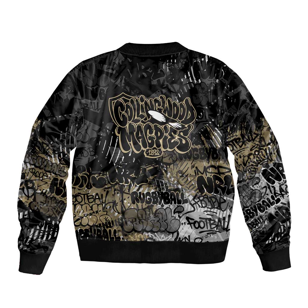 Collingwood Magpies Bomber Jacket Urban Graffiti Street Art - Bold Abstract Spray Paint