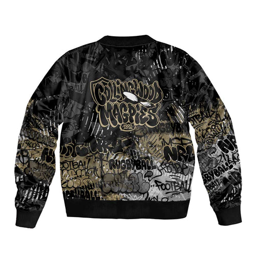 Collingwood Magpies Bomber Jacket Urban Graffiti Street Art - Bold Abstract Spray Paint