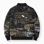 Collingwood Magpies Bomber Puffer Jacket Urban Graffiti Street Art - Bold Abstract Spray Paint
