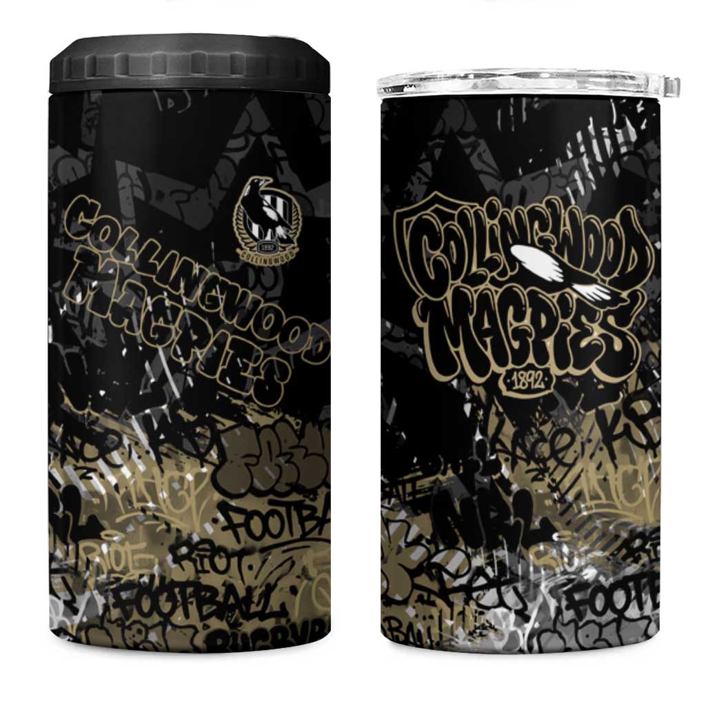 Collingwood Magpies 4 in 1 Can Cooler Tumbler Urban Graffiti Street Art - Bold Abstract Spray Paint
