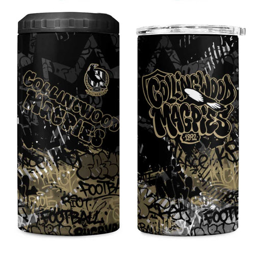 Collingwood Magpies 4 in 1 Can Cooler Tumbler Urban Graffiti Street Art - Bold Abstract Spray Paint
