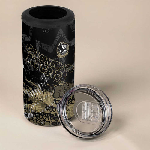 Collingwood Magpies 4 in 1 Can Cooler Tumbler Urban Graffiti Street Art - Bold Abstract Spray Paint