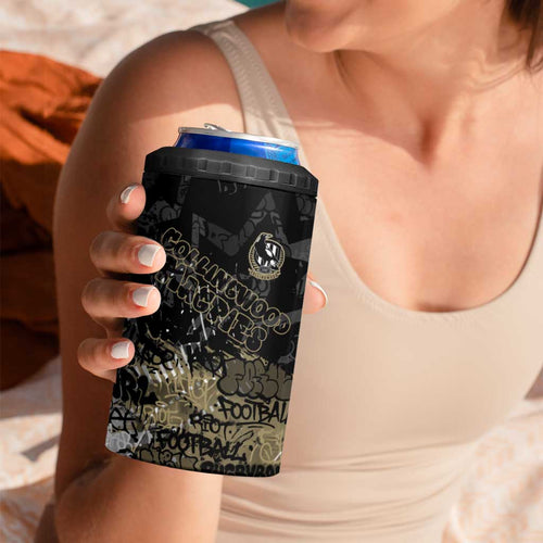 Collingwood Magpies 4 in 1 Can Cooler Tumbler Urban Graffiti Street Art - Bold Abstract Spray Paint