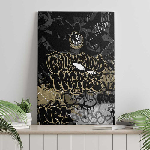 Collingwood Magpies Canvas Wall Art Urban Graffiti Street Art - Bold Abstract Spray Paint