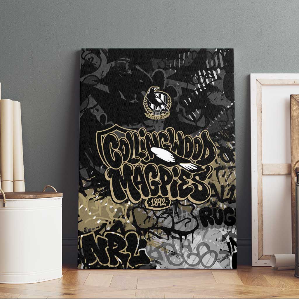 Collingwood Magpies Canvas Wall Art Urban Graffiti Street Art - Bold Abstract Spray Paint