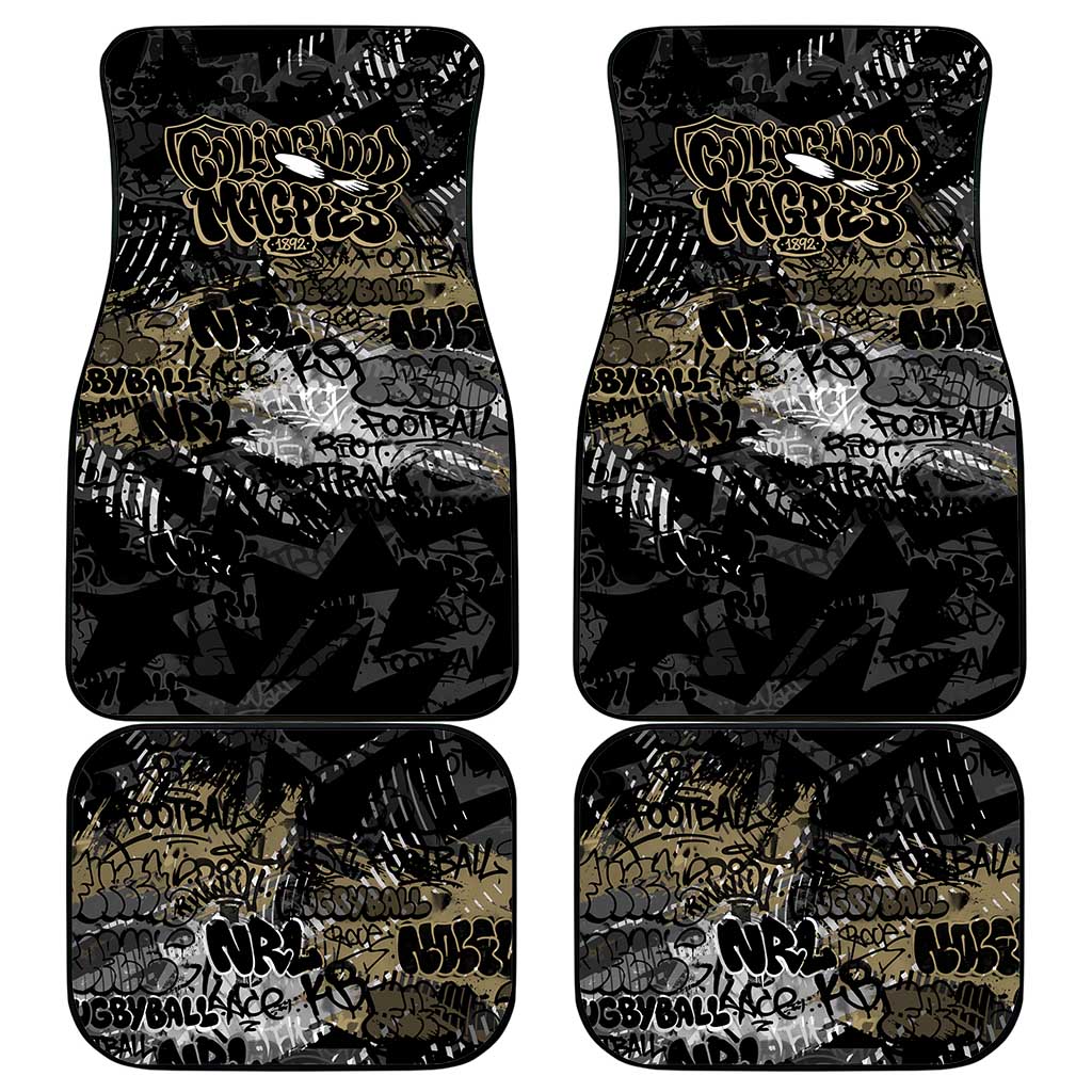 Collingwood Magpies Car Mats Urban Graffiti Street Art - Bold Abstract Spray Paint