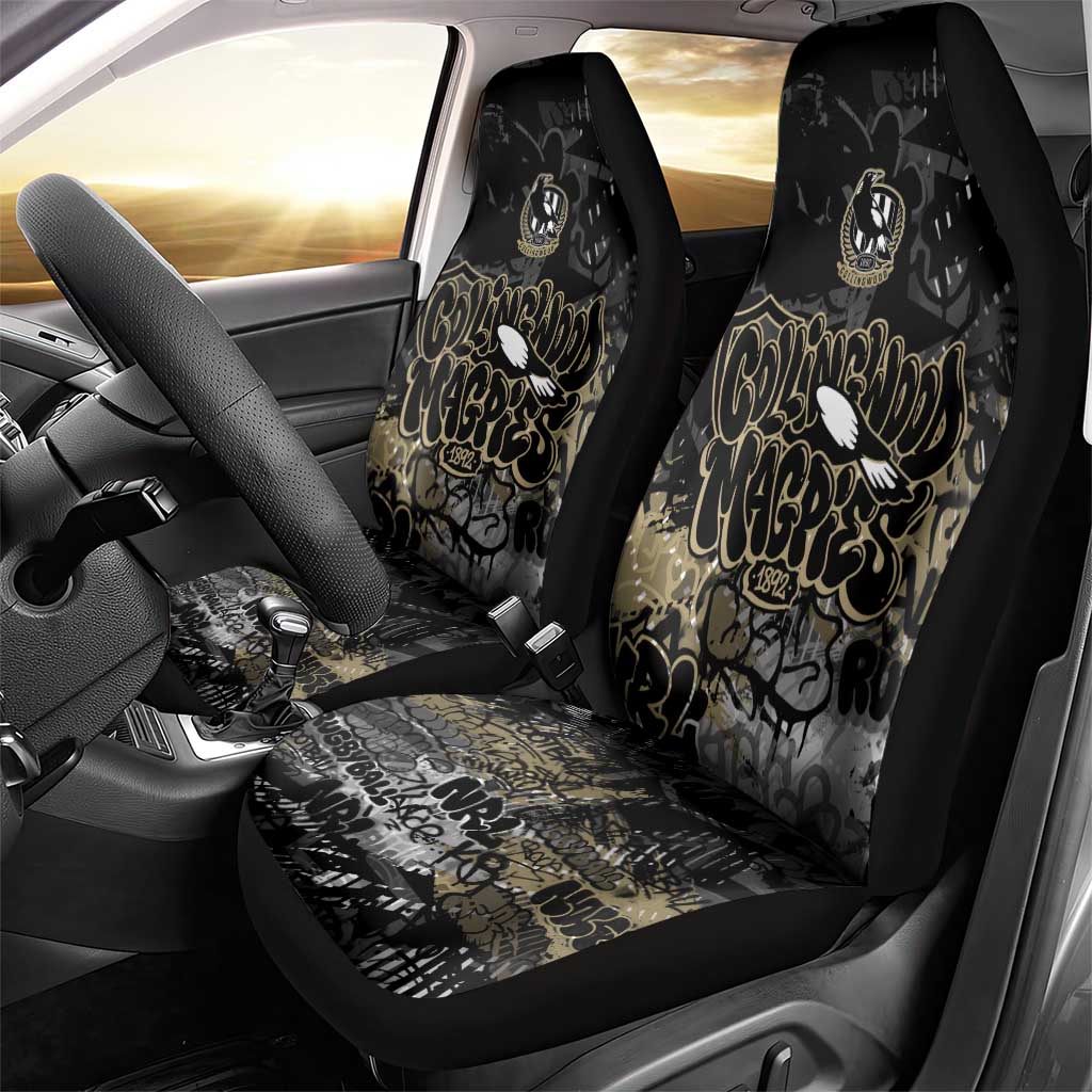 Collingwood Magpies Car Seat Cover Urban Graffiti Street Art - Bold Abstract Spray Paint