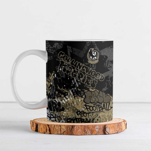 Collingwood Magpies Ceramic Mug Urban Graffiti Street Art - Bold Abstract Spray Paint