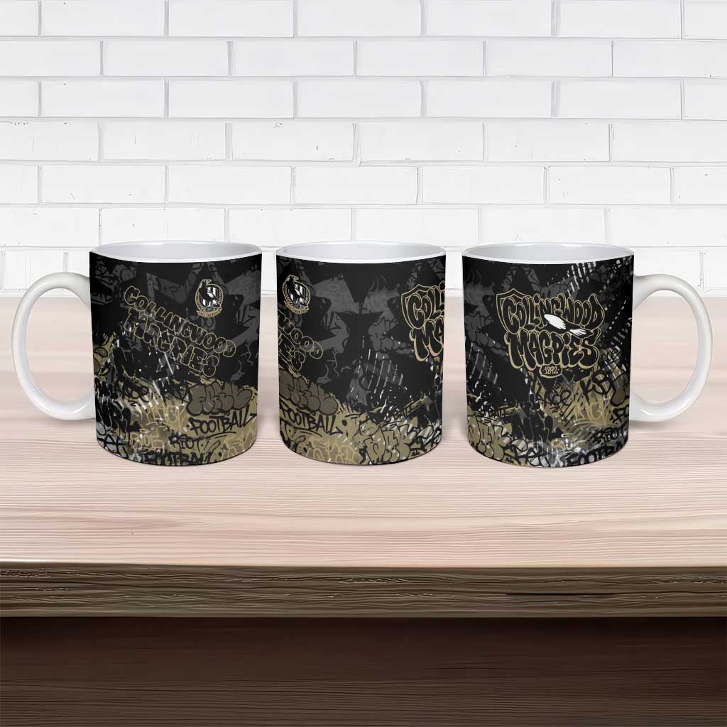 Collingwood Magpies Ceramic Mug Urban Graffiti Street Art - Bold Abstract Spray Paint