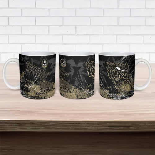 Collingwood Magpies Ceramic Mug Urban Graffiti Street Art - Bold Abstract Spray Paint