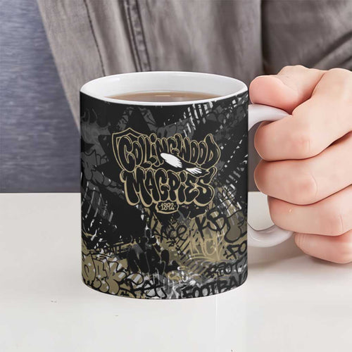 Collingwood Magpies Ceramic Mug Urban Graffiti Street Art - Bold Abstract Spray Paint