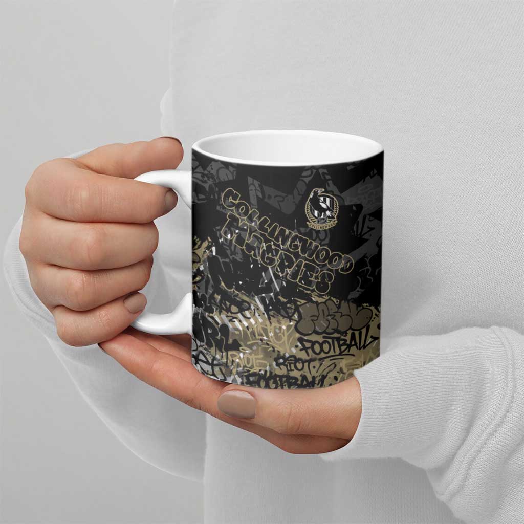 Collingwood Magpies Ceramic Mug Urban Graffiti Street Art - Bold Abstract Spray Paint