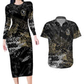 Collingwood Magpies Couples Matching Long Sleeve Bodycon Dress and Hawaiian Shirt Urban Graffiti Street Art - Bold Abstract Spray Paint