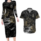 Collingwood Magpies Couples Matching Long Sleeve Bodycon Dress and Hawaiian Shirt Urban Graffiti Street Art - Bold Abstract Spray Paint