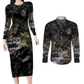 Collingwood Magpies Couples Matching Long Sleeve Bodycon Dress and Long Sleeve Button Shirt Urban Graffiti Street Art - Bold Abstract Spray Paint
