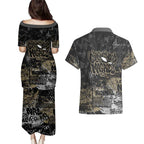 Collingwood Magpies Couples Matching Puletasi and Hawaiian Shirt Urban Graffiti Street Art - Bold Abstract Spray Paint
