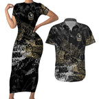 Collingwood Magpies Couples Matching Short Sleeve Bodycon Dress and Hawaiian Shirt Urban Graffiti Street Art - Bold Abstract Spray Paint
