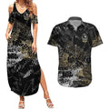Collingwood Magpies Couples Matching Summer Maxi Dress and Hawaiian Shirt Urban Graffiti Street Art - Bold Abstract Spray Paint