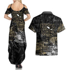 Collingwood Magpies Couples Matching Summer Maxi Dress and Hawaiian Shirt Urban Graffiti Street Art - Bold Abstract Spray Paint