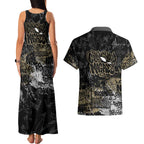 Collingwood Magpies Couples Matching Tank Maxi Dress and Hawaiian Shirt Urban Graffiti Street Art - Bold Abstract Spray Paint