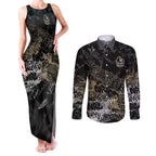 Collingwood Magpies Couples Matching Tank Maxi Dress and Long Sleeve Button Shirt Urban Graffiti Street Art - Bold Abstract Spray Paint